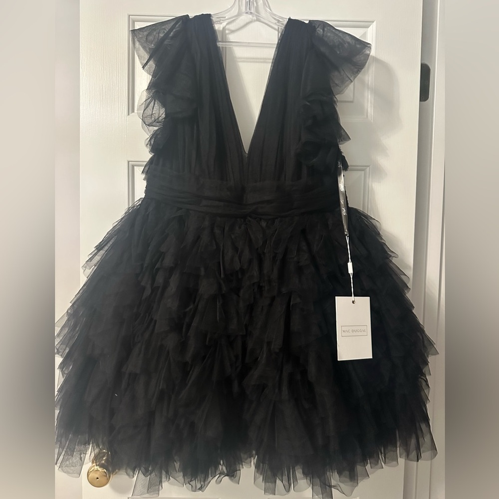NWT Mac Duggal ruffle sleeve tulle mini dress *perfect for holidays* - Picture 5 of 9